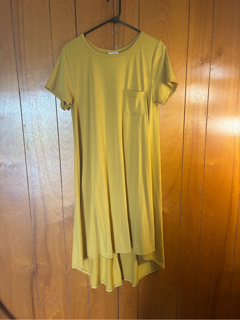 LuLaRoe Mustard Yellow Short Sleeve Pocket Midi Dress